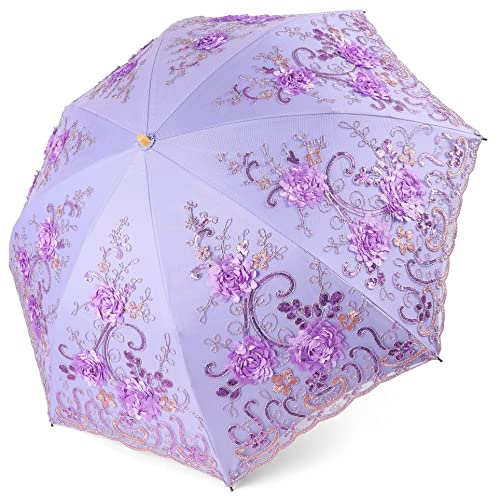 BABEYOND Lace Parasol Ultraviolet-Proof Folding Umbrella UPF50+ Embroidery
