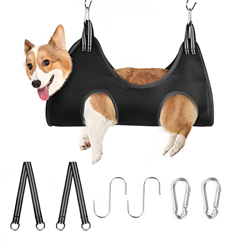Autrucker Hamaca de aseo para mascotas, hamaca de aseo para gatos, kit de hamaca de aseo para perros, arnés de corte de uñas para mascotas, suministros de ducha de baño para mascotas, correa de aseo