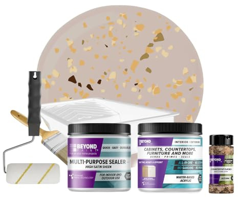 Beyond Paint Countertop Makeover Kit with Paint, Sealer, Flecks and Tools for Countertops, Sand