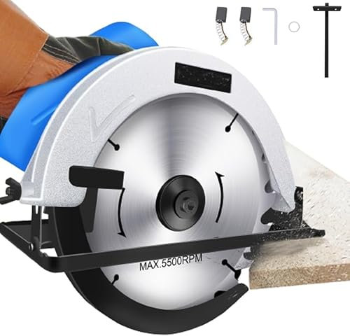 PRO Circular Saws, 2000W 5000 RPM, Bevel Angle(0 to 45°) Joint Cuts with 185mm Blade, Wood Cutting Tool, Adjustable Cutting Depth for Wood and Logs Cutting