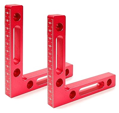 ADUSA 90 Grad Winkelspanner, Positionierungs Klemme Holzbearbeitungshilfen für Rechte Winkel, für Rechtwinklige Messungen, Verleimung Und Montage Von Schränken, Schubladen Und Bilderrahmen(Rot)