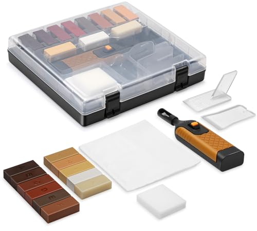 Meltrck Reparaturset für Fliesen & Holz - 11 Versch Farbtöne - Einfache Reparatur von Fliesen, Laminat, Parkett und Vinylböden,Braun