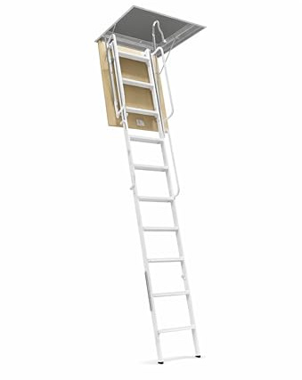 Service Solutions - Scala Retrattile per Soffitta – [VARI MODELLI E MISURE] (A 4 PEZZI PER SOFFITTA, BIANCA – CM 70 X 90 H300)