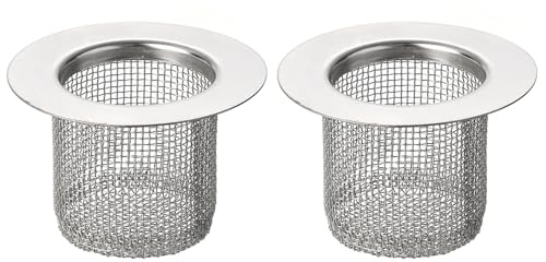sourcing map 2 filtri per lavello da bagno, adatti per fori di scarico di diametro 4 - 5 cm, profondità 40 mm, in acciaio inox 304, per scarico doccia e scarico a pavimento