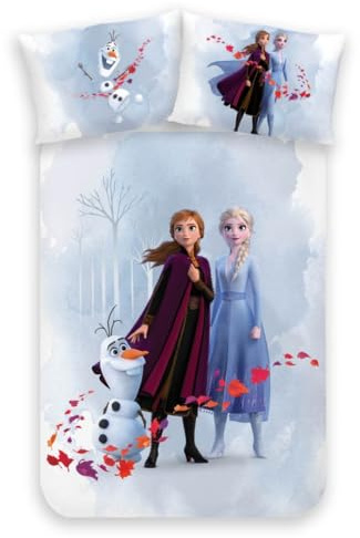 MTOnlinehandel sängkläder 100 x 135 40 x 60 bomull – flanell bäver frozen baby sängkläder barnsängkläder för flickor – 1 örngott 40 x 60 + 1 påslakan 100 x 135 cm – Anna & ELSA