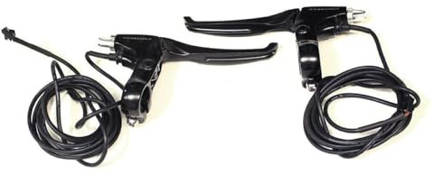 Manetas de Freno de Bicicleta Negro + Cable de Sensor de Frenada | Compatible con Varios Tipos de Frenos y Bicicletas Eléctricas
