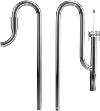 FZONE 316 Stainless Steel Aquarium Inflow and Outflow Lily Pipe Set with 360° Spin Surface Skimmer and Adjustable Rod- fits 16/22mm (5/8) Hose, Crystal Clear Water & Safe Fish/Shrimp Tank