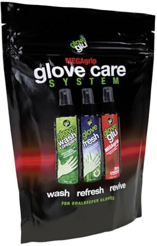gloveglu MEGAgrip Glove Care System, 3-Step Goalkeeper Bundle, Gloveglu MEGAgrip, Glove Wash & Prepare, Glove Fresh, 3x120ml Glove Spray's