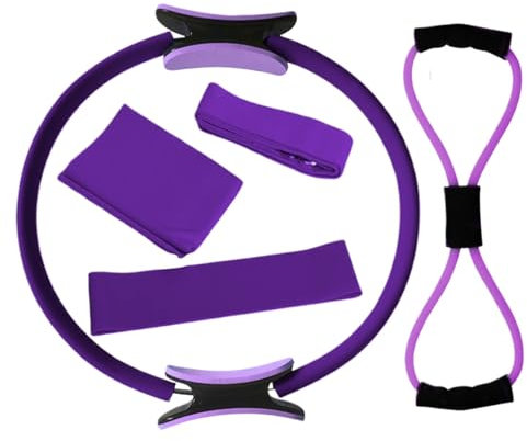 KIEUIENK Pilates Ring Set, Pilates Essentials Kit für Frauen, Brust Expander Widerstand Loop Pilates Ring Kreise Set, Pilates Kreis Ring für Beine, Arme und Oberschenkel Gewichtsverlust (Lila)