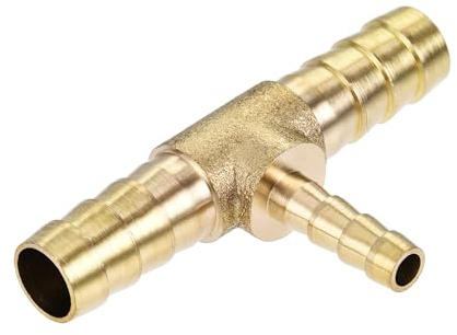 YOKIVE Brass Hose Barb Tee, T Shaped 3 Way Barbed Hose Connector Splicer Joint | Hose Fittings, Great for Water, Fuel (Brass, 5/16 x 5/16 x 3/16-Inch)