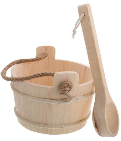 Luxshiny Seau Et pour Sauna Accessoires De Spa Naturel pour Bain à Vapeur Ensemble De Seau De Sauna Pin Naturel