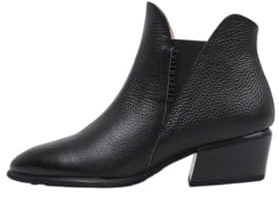Hispanitas - Botín de piel con tacón ancho,con suela de goma,tiene elásticos laterales,color liso,clásica para: Mujer color: BLACK talla:37