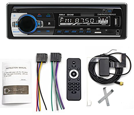 Estéreo de automóvil Dab+Am/FM TF dab-520 mp3 Audio Radio Reproductor USB SD AUX en Reproductor autorradio Multimedia Compatible con Bluetooth