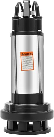Bomba de aguas residuales (acero inoxidable, 1,5 kW, 2 HP, bomba sumergible IP68, 36 m³/h, 22 m, bomba de elevación inoxidable, 2850 rpm, para aguas claras y cargadas, drenar pozos jardín, astillero