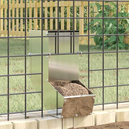 Mangloder kaninfoder av galvaniserat stål silver 12,5 x 26 x 28,5 cm väggmontering för inomhus- och utomhusbruk, foderdispenser och skål för små djur, väderbeständig och vattentät