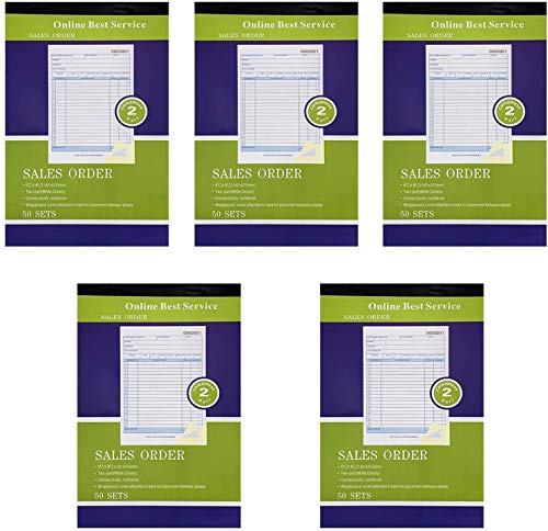 5 Pack Large Sales Order Book Receipt Invoice Duplicate Carbonless Copy 50 Sets 5.5 X 85