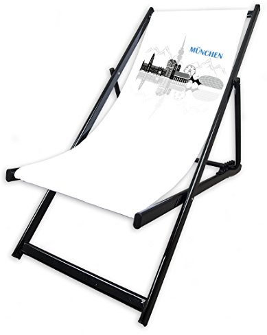 MultiBrands® Aluminium-Liegestuhl, ohne Armlehne, Schwarze Lasur, klappbar, Skyline München