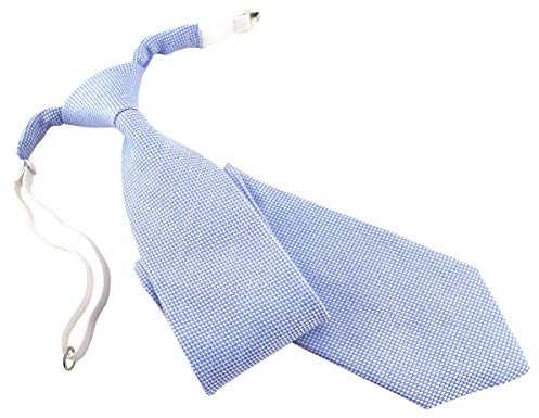 TigerTie Designer Security Sicherheits Krawatte Pique in hellblau-weiss gemustert - vorgebunden mit Gummizug in weiß