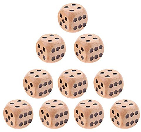 10 pièces Dés en Bois -16mm Jeu De Dés,Jeu de dés en Bois à Six,Dés en Bois Naturel,Jeux Société,Dés de Mahjong Jeu de Rôle Jouer Jeux de Cartes DIY,Pour le Divertissement,Les Jeux Familiaux,Les Fêtes