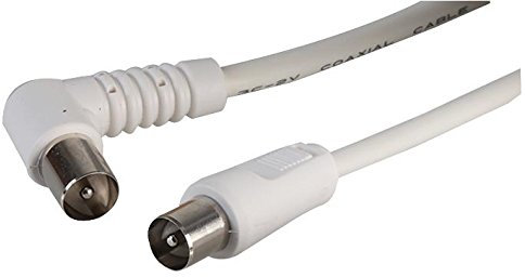 PRO SIGNAL JR9009B/2M WHITE-ROHS TV Aerial Lead, 90 Degree Coax Plug to Straight Coax Plug, 2m White