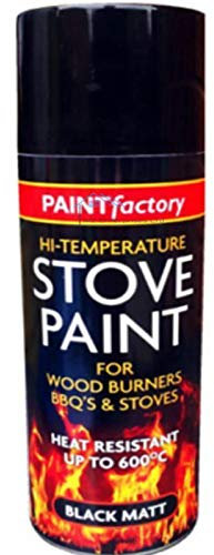 HZ ENTERPRISES 400ML HEAT RESISTANT MATT BLACK SPRAY STOVE HIGH TEMPERATURE PAINT METAL WOOD PLASTIC CERAMIC AEROSOL SPRAY (1)