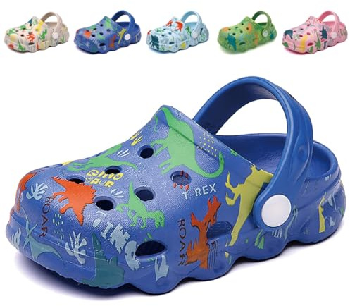 Zoccoli e Sabot Bambini Ciabatte Estive Sandali da Spiaggia Dinosauro Pantofole da Giardino per Ragazzi Ragazze Antiscivolo Scarpe da Piscina Blu EU 28/29 (Dimensione Etichetta 180mm)