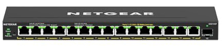 NETGEAR 16-Port PoE Gigabit Ethernet Plus Switch (GS316EP) - Managed with 15 x PoE+ @ 180W, 1 x 1G SFP Port, Desktop/Wall Mount
