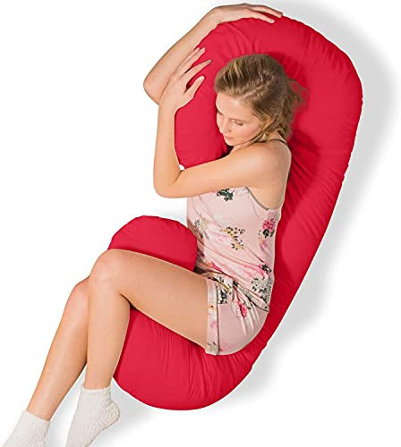 Traumreiter Seitenschläferkissen mit extra Bezug Lipstick rot I Lumbardo Schwangerschaftskissen Komfortkissen Erwachsene Lagerungskissen Seitenschläfer Kissen Schwangerschaft Stillkissen Body Pillow