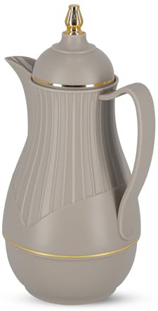 Royalford Glass Vacuum Flask | Vacuum Insulated Tea Carafe 1000ML | Heat & Cold Retention, Thermal Insulated Airpot | Insulated jug Preserves Flavor & Freshness, Household Office Kettle Jug, Grey