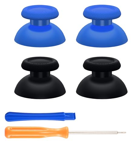 eXtremeRate 2 Pares de Joysticks para ps5 para ps4 Control Palancas Analogicos Joystick Reemplazable para ps5 Repuesto para Pulgar Thumbsticks para ps4 Slim Pro-No Incluye Mando(Azul&Negro)