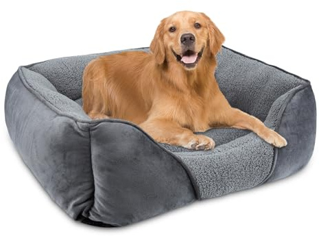 MIXJOY Dog Bed Extra Large Pet Bed, Grey Dog Bed Orthopedic Dog Bed Washable XL Dog Bed with Anti-Slip Bottom, Calming Dog Bed for Labrador, German Shepherd, Golden Retriever, 89×63×23 cm