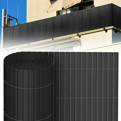 Gimisgu PVC Sichtschutzmatte Sichtschutzzaun, Wetterfest, Balkon Sichtschutz mit Kabelbindern, Verdreifachen Verstärkung Balkonverkleidung Windschutz, 140 x 1000cm, Anthrazit