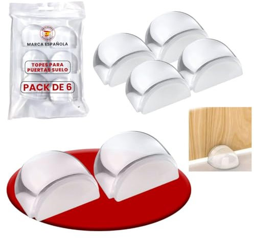 Topes para Puertas Suelo Adhesivo Antigolpes - Tope Puerta Protector Puerta Casa Door Stopper Floor 6 Pcs - Protector Puertas Tope de Puerta para Suelo Fácil Instalación -