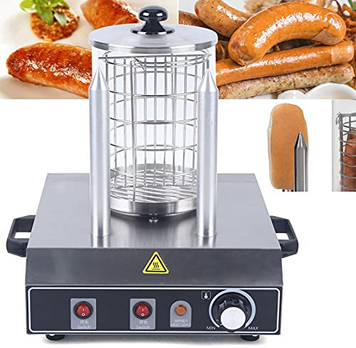 Wurstkocher Bockwurstwärmer Edelstahl Hot Dog GeräT WüRstchenwäRmer WurstwäRmer Maker Maschine Erhitzer WüRste mit 2 Heizspießen für Restaurants Snackbars Schnellimbisswagen oder Catering 422W 220V