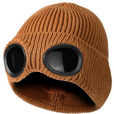TAGVO Bonnet en Tricot Chaud d'hiver, Doublure en Polaire Thermique Coupe-Vent, Ski Randonnée, Bonnet de Course, Chapeau de Crâne Epais et Souple pour Hommes, Femmes Adultes, Sport de Plein Air