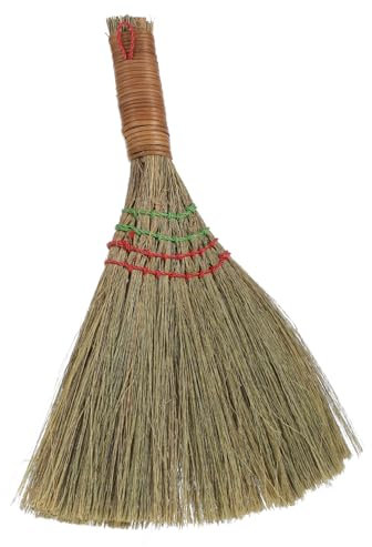 FRCOLOR Petit Balai à Main à Manche Court Pour Nettoyage De Bureau Et Maison Balai Et Miscanthus Pour Sols Et Canapés Léger Et Compact