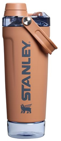 Stanley Activate Shaker Bottle 20 oz | Leakproof Insulated Stainless Steel Shaker Cup | Base Storage and Twist On Fast Flow Lid | Protein Shakes and Pre Workout Powder | BPA-Free | Toast