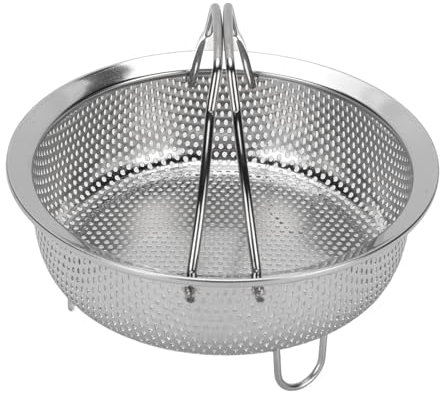 304 Stainless Steel Steam Basket with Foldable Handle, Multifunctional Colander Steam Insert for Electric Rice Cooker Pot for Even Cooking (stainless steel 2)