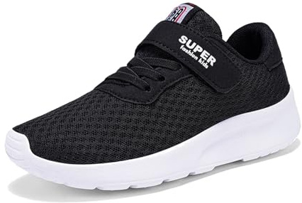 Baskete Enfant Garcon Fille Chaussures Garçon Sneakers Chaussure de Course Léger Chaussure Running Shoes Respire Respirant Outdoor Sneaker pour Le Sport et L'athlétisme (01 Black, 27)
