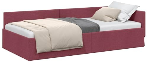 vidaXL Cornice del Letto ad Angolo Rosso Vino 80 cm x 200 cm Tessuto, Letto Daybed alla Moda, Design Rettangolare, Salvaspazio, Versatile, Comfortevole, Testiera Regolabile