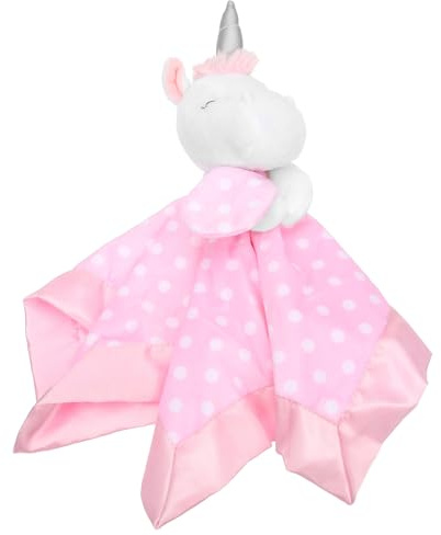 BESPORTBLE Couverture de Sécurité en Peluche Licorne Rose pour Bébé Fille, Couverture Douce 40x40 Cm en Tissu Peluche Léger, Accessoire Apaisant pour Lit et Poussette, Présent Naissance