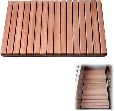 Bakufu Large Teak Wood Bath Mat, Multi-Size Wooden Bath Mats, Wood Shower Stall Mat Non-Slip for Bathroom Bathtub Spa Sauna Garden Home, Wooden Floor Mat for Indoor and Outdoor(34x42in(86x107cm))