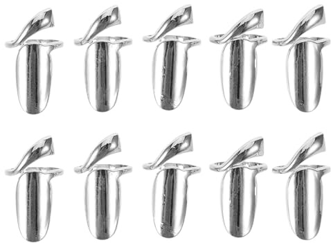 Vaguelly Anillos de Uñas Ajustables de Aleación Metálica de Color Claro, Protectores para Punta de Dedos, 10 Piezas para Manicura y Decoración de Uñas en Casa