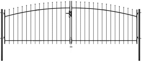 Sophrelle Cancello per Recinzione a Doppia Porta Woerden con Punta a Lancia 400x199,5 cm Nero,145740