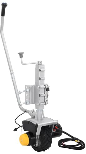 Mangloder släpvagn stödhjul 12 V 550 W aluminium med automatisk broms, justerbar höjd, robusta gummihjul, för husvagn, båtsläpvagn, hästsläp, kompakt, bärbar