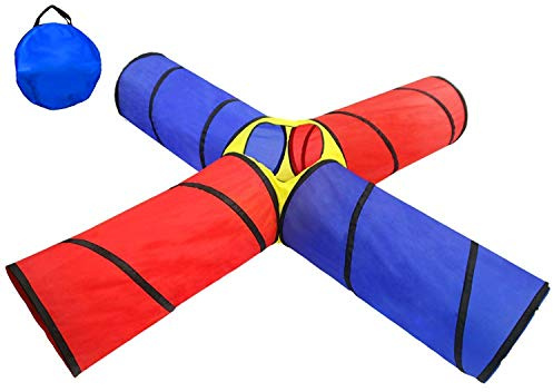 POCO DIVO 4-Way Tunnel Pop-up Fun Junction Set 8 Feet Toy Tent Kids Play Tube