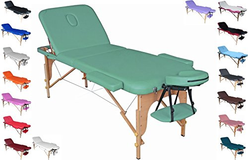 Polironeshop Venere lettino in legno pieghevole per massaggi estetista tattoo (Verde menta)