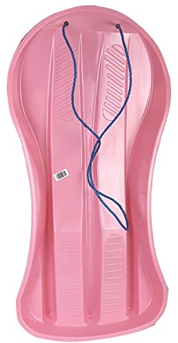 Heavy Duty Colour Large Adults Snow Sledges Toboggan Sledge Rope Sled Play Snow Ice (Pink)