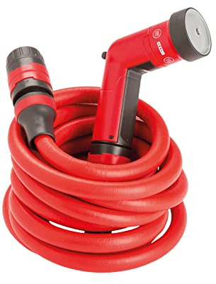 FITT YOYO UP Tubo Acqua da Giardino Estensibile per Irrigazione con Pistola Multigetto e Gancio per Recinzioni, Rosso (10M)