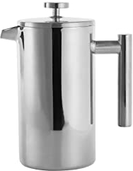 Echtwerk French Press aus Edelstahl, Doppelwandig isolierte Thermo Kaffeepresse, Kaffeebereiter mit Pressfilter für zu Hause Camping und Büro, 800 ml, Silber-Edition